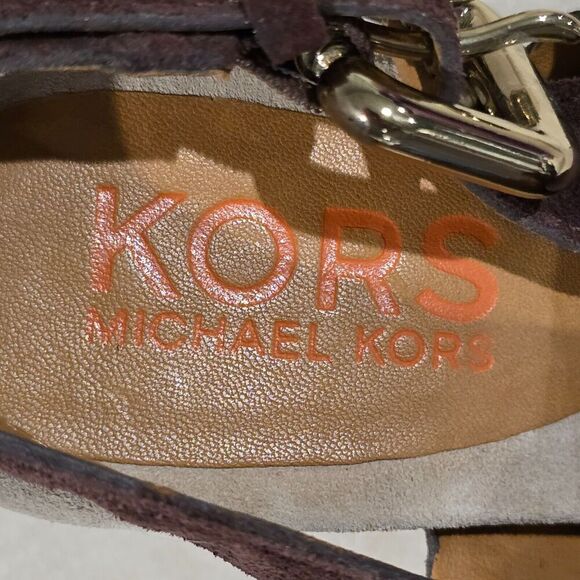 NWOB Kors Womens Studded Slingback Clogs In Chocolate Brown Suede SZ 8M Sandals - Picture 8 of 11